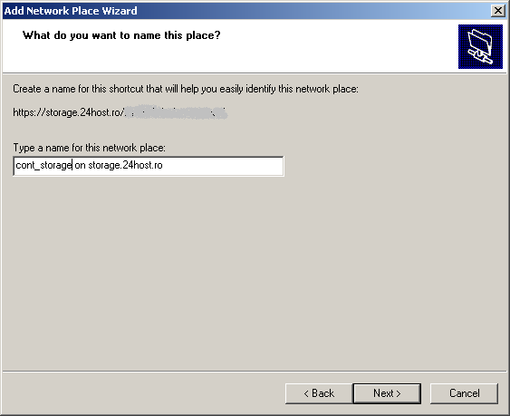 Configurare Windows XP pentru acces cont storage 24host.ro